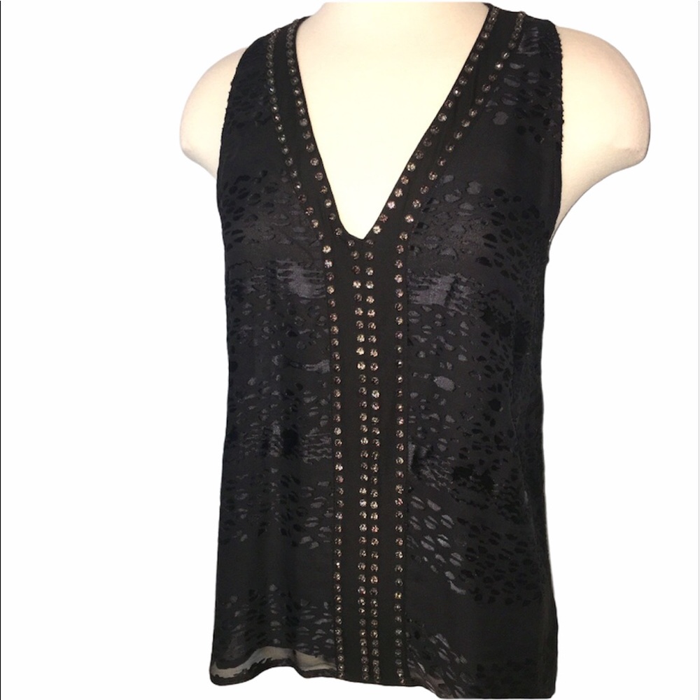 Sanctuary top with pewter rhinestone details